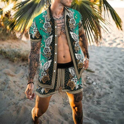 Zweiteiler – mit Knöpfen – Kurzarm – Hemd und Shorts – Sommerkleidung für Herren