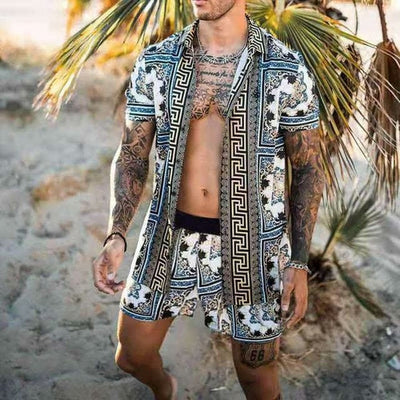 Zweiteiler – mit Knöpfen – Kurzarm – Hemd und Shorts – Sommerkleidung für Herren