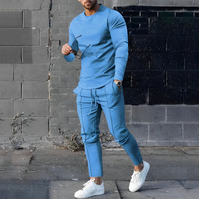 Zweiteiliges Set - Herren Casual Langarm Hose mit Kordelzug Passendes Set