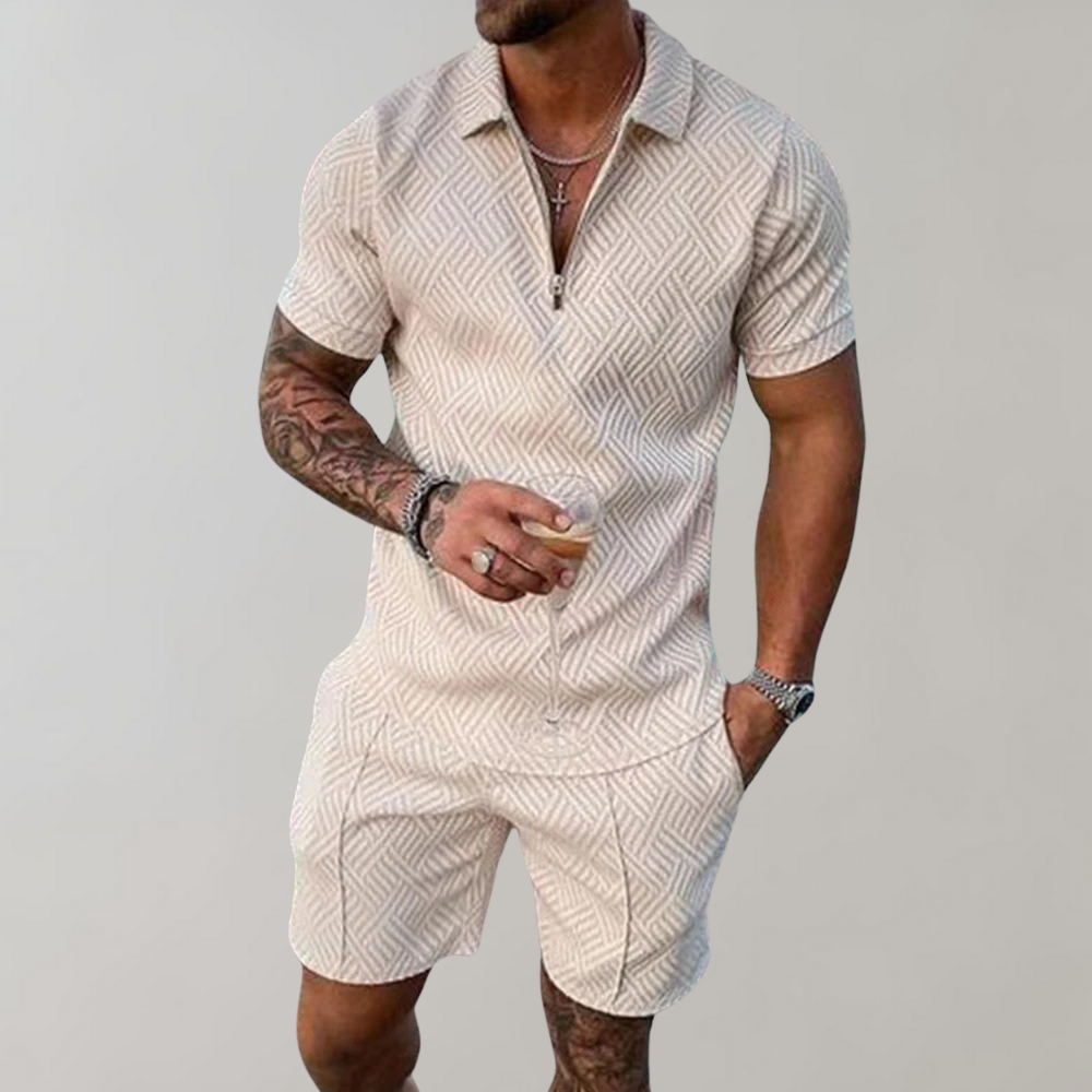 Zweiteiliges Set | Kurzarm | Poloshirt | Shirt & Shorts Set | Herrenbekleidung