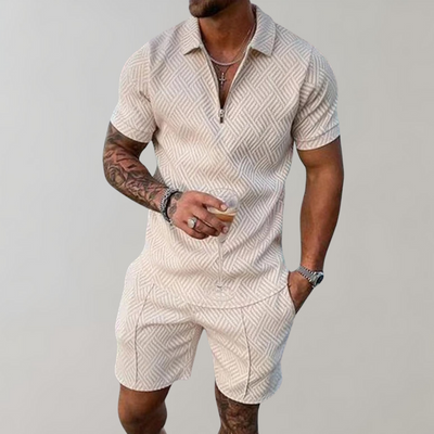 Zweiteiliges Set | Kurzarm | Poloshirt | Shirt & Shorts Set | Herrenbekleidung
