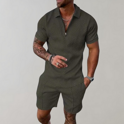 Zweiteiliges Set | Kurzarm | Poloshirt | Shirt & Shorts Set | Herrenbekleidung