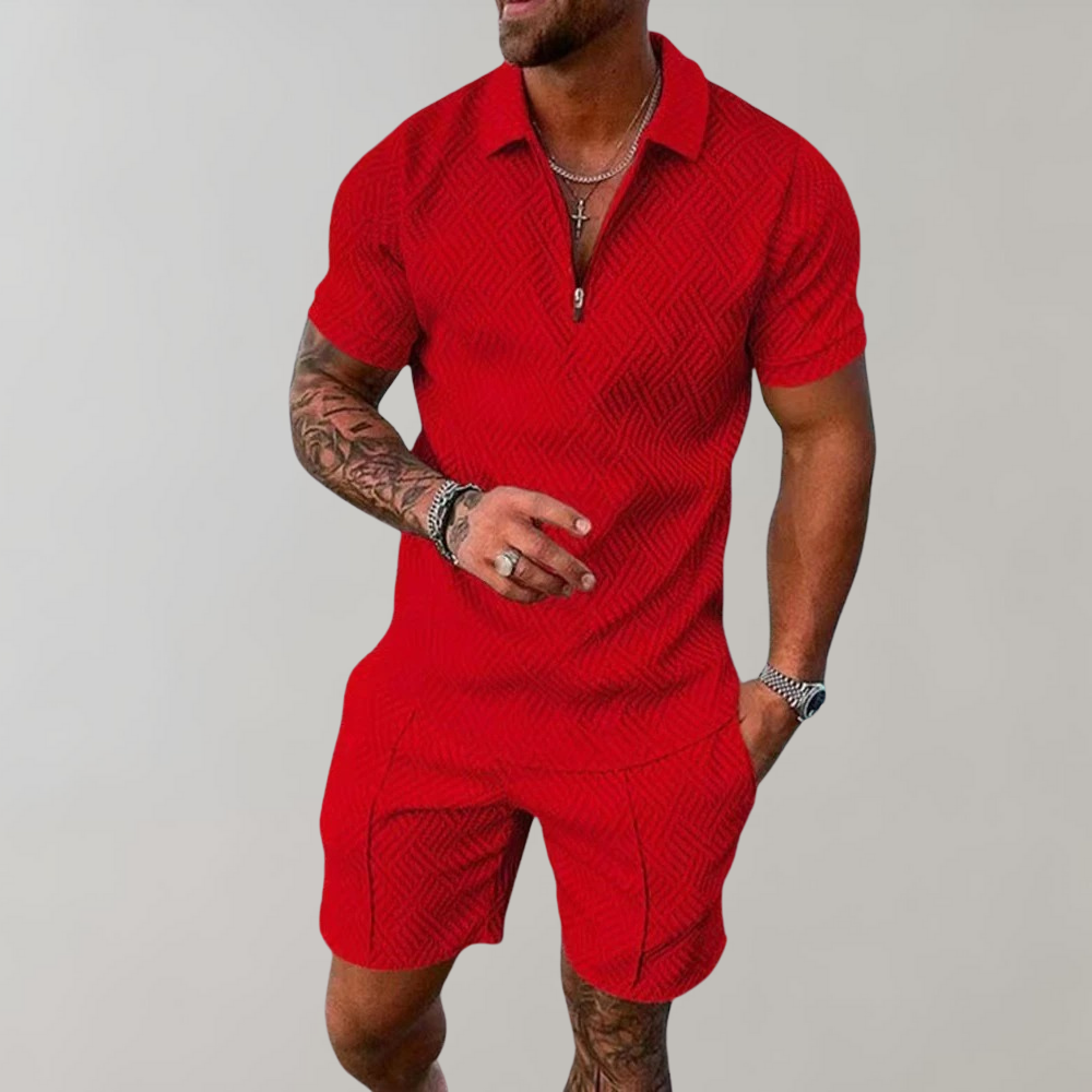 Zweiteiliges Set | Kurzarm | Poloshirt | Shirt & Shorts Set | Herrenbekleidung