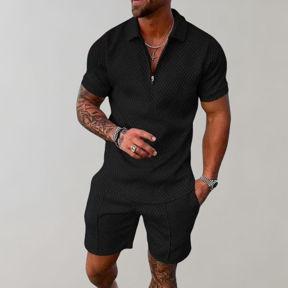 Zweiteiliges Set | Kurzarm | Poloshirt | Shirt & Shorts Set | Herrenbekleidung