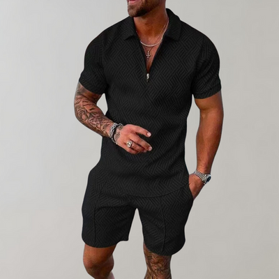 Zweiteiliges Set | Kurzarm | Poloshirt | Shirt & Shorts Set | Herrenbekleidung