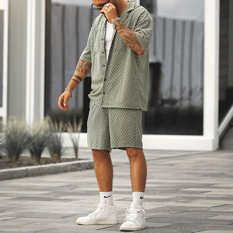 Zweiteiliges Set – Kurzarmhemd und Shorts für Herren für den Sommer