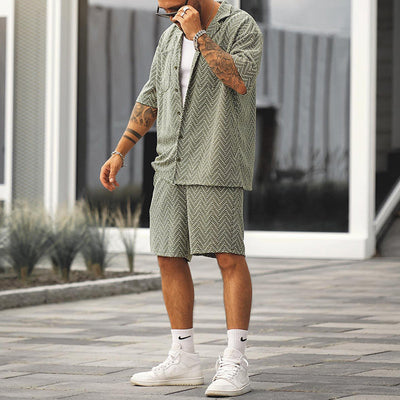Zweiteiliges Set – Kurzarmhemd und Shorts für Herren für den Sommer