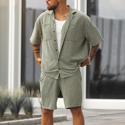 Zweiteiliges Set – Kurzarmhemd und Shorts für Herren für den Sommer
