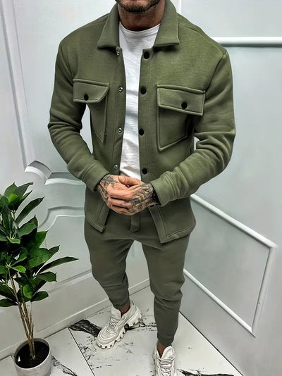 Zweiteiliges Set - Langarm - Überhemd - Co-Ord Set - Herrenbekleidung