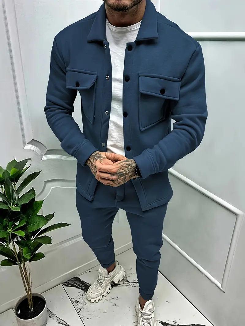 Zweiteiliges Set - Langarm - Überhemd - Co-Ord Set - Herrenbekleidung