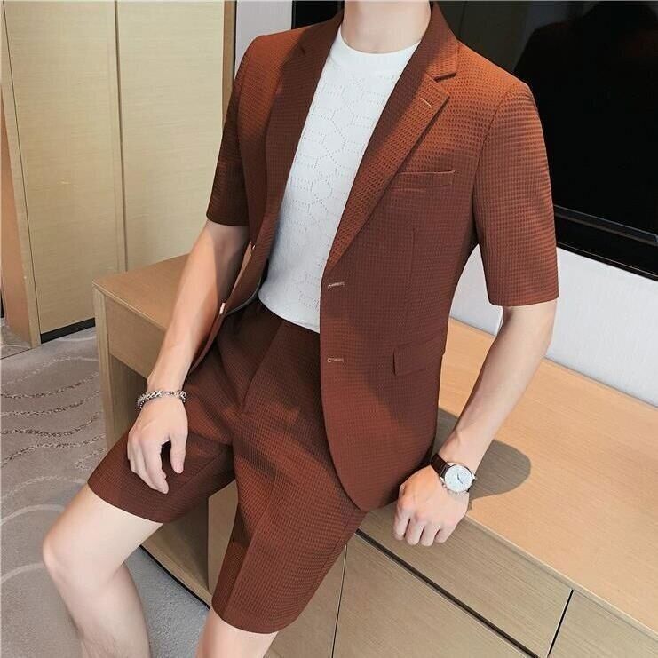 Zweiteiliges Set - Stilvoll - Kurzarm - Herren Blazer - Herrenbekleidung