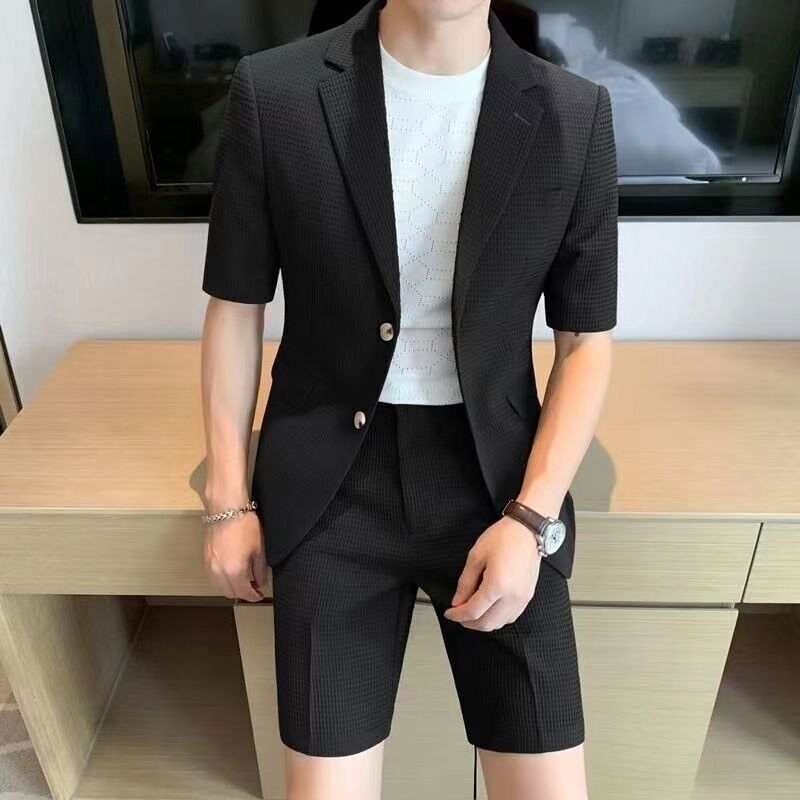 Zweiteiliges Set - Stilvoll - Kurzarm - Herren Blazer - Herrenbekleidung