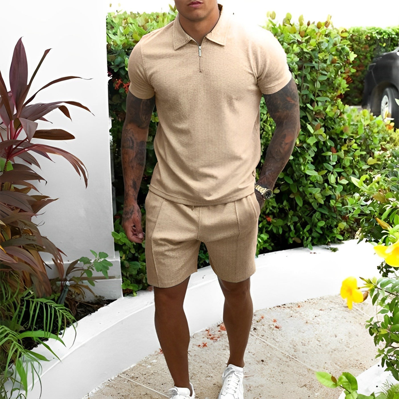 Zweiteiliges Set – T-Shirt und Shorts für Männer, perfekt für den Sommer