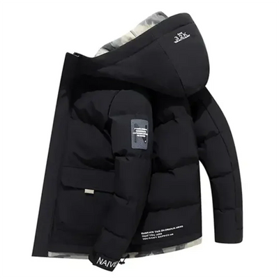 Herren Kapuzen Warme Winter Steppjacke | Vordertasche
