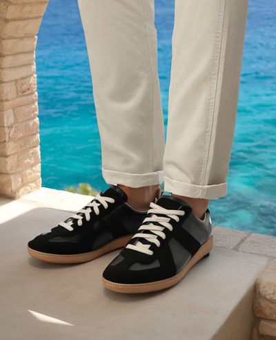 Herren-Retro-Ledersneaker – Wildleder & Gummisohle