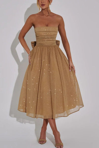 Kaylee® | Sexy schulterfreies, rückenfreies, sexy Maxikleid mit Schleife