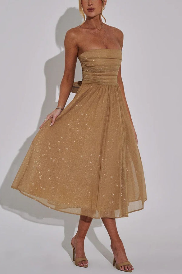 Kaylee® | Sexy schulterfreies, rückenfreies, sexy Maxikleid mit Schleife