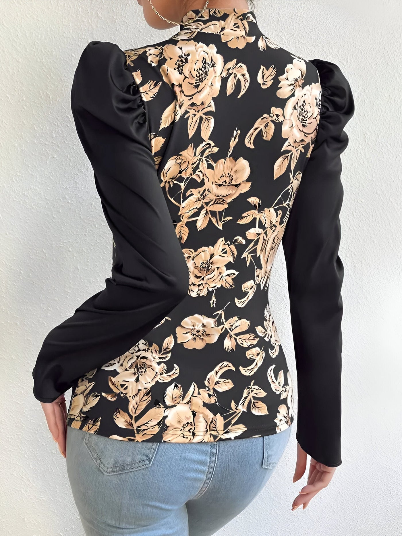 Florinda | Bluse mit Floral Print und Stehkragen