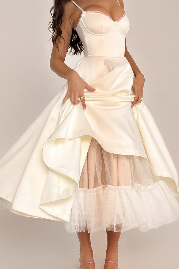 Lorraine® | Trägerloses, ärmelloses Tutu-Maxikleid mit V-Ausschnitt