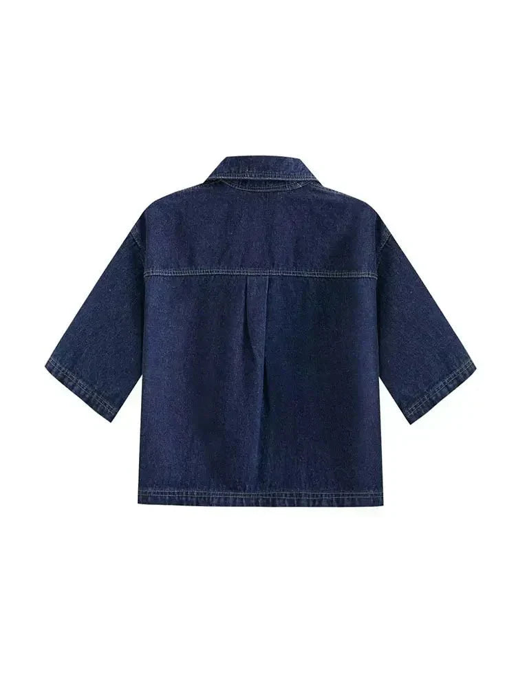 Xaveria | Denim Zweiteiler mit kurzärmeliger Jacke