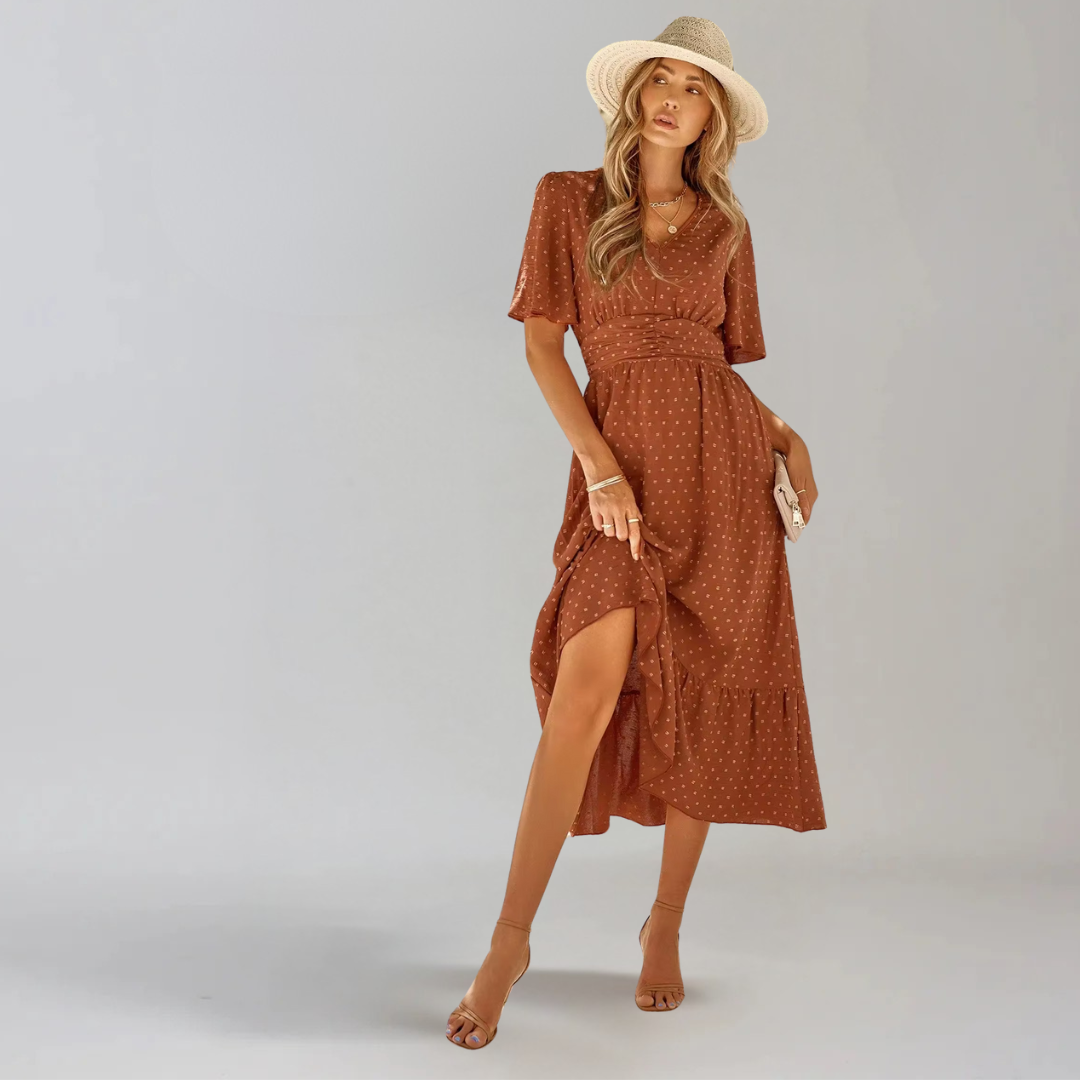 ARIA  | Mittellanges Kleid mit V-Ausschnitt