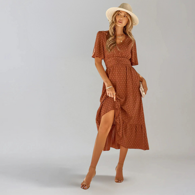 ARIA  | Mittellanges Kleid mit V-Ausschnitt