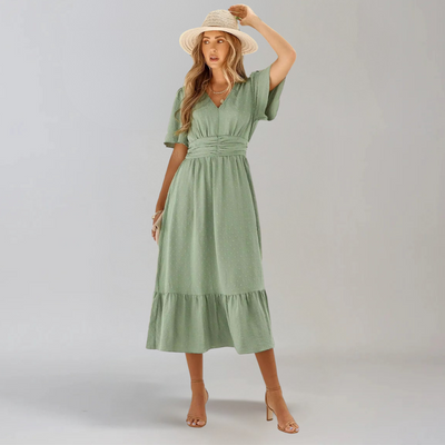 ARIA  | Mittellanges Kleid mit V-Ausschnitt