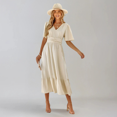 ARIA  | Mittellanges Kleid mit V-Ausschnitt