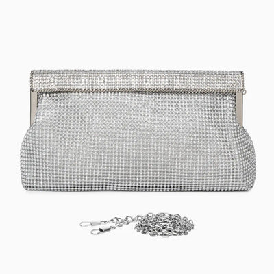 Aurielle | Goldene Clutch mit Kristallbesatz & Schnappverschluss – Elegante Abendtasche für Damen