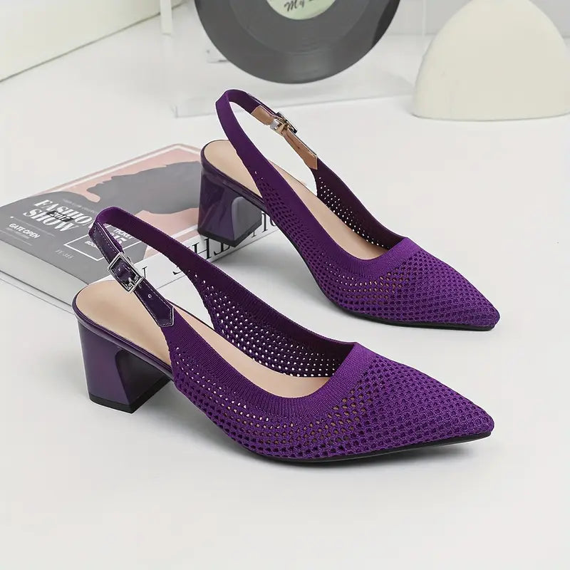 Hailey - Atmungsaktive Strickschuhe mit spitzer Zehe und Knöchelriemen