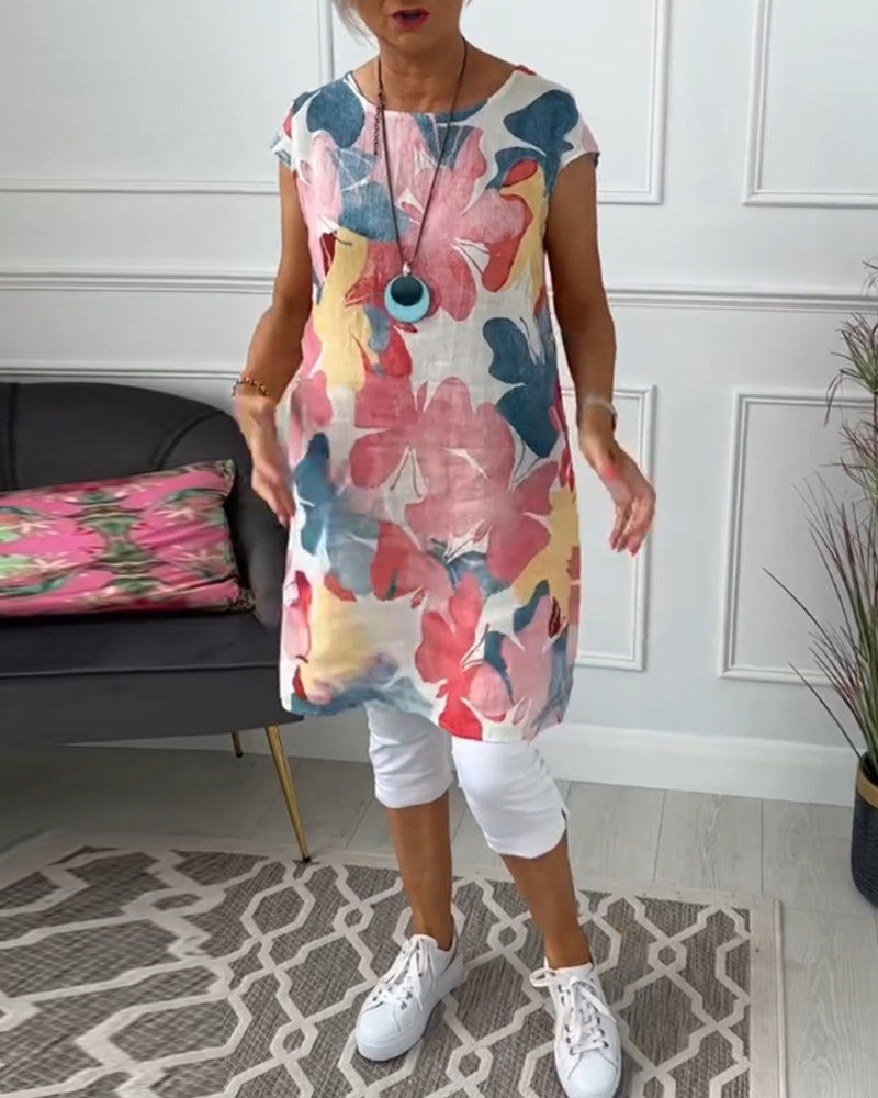 Langes buntes lässiges blumentop für frauen
