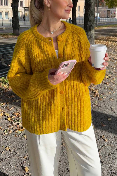 Susanna® | Lockerer, einfarbiger Strickjacke mit langen Ärmeln
