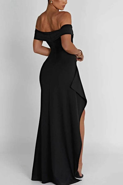 Leah® | Schulterfreies Maxikleid mit hohem Schlitz