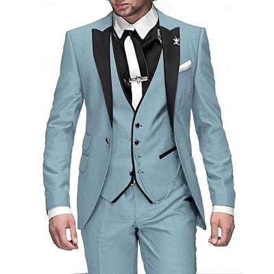 Dreiteiliges Leinenset für Herren: Business-Blazer, Weste und Hose