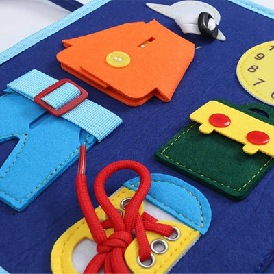 Fesselndes Montessori-Aktivitätsbuch für Kleinkinder – Fördere die Feinmotorik mit Schnürsenkeln, Druckknöpfen und Schnallen