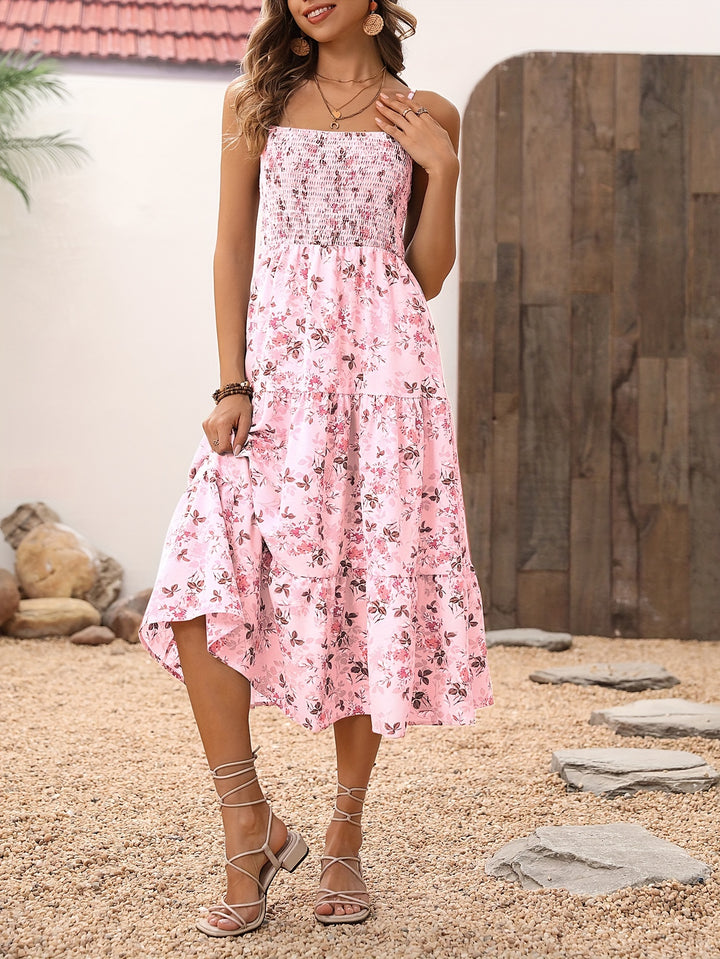 Rosa maxikleid mit blumendruck - Hanna