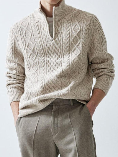 Felix | Zopfstrickpullover mit Halbreißverschluss – Warm & Stilvoll