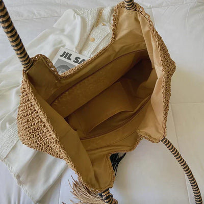 Strandtasche Damen Rattan – Boho Stil & Geräumig für den Sommer