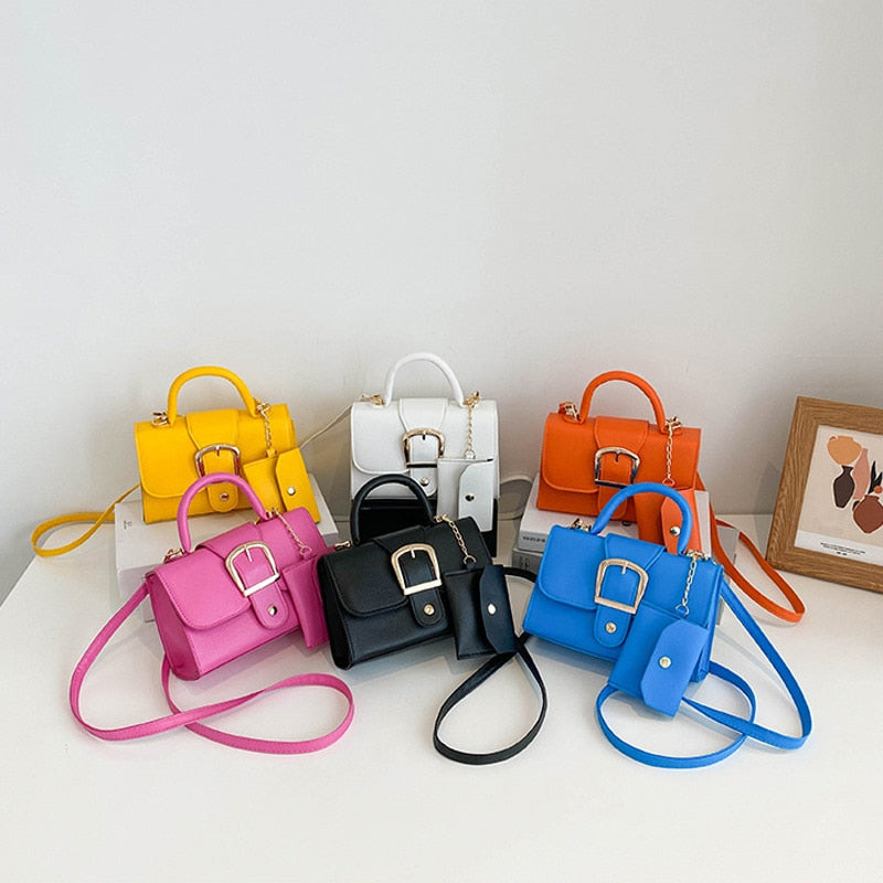 Elegante Damenhandtasche mit Schnalle – Vegan Leder Schultertasche