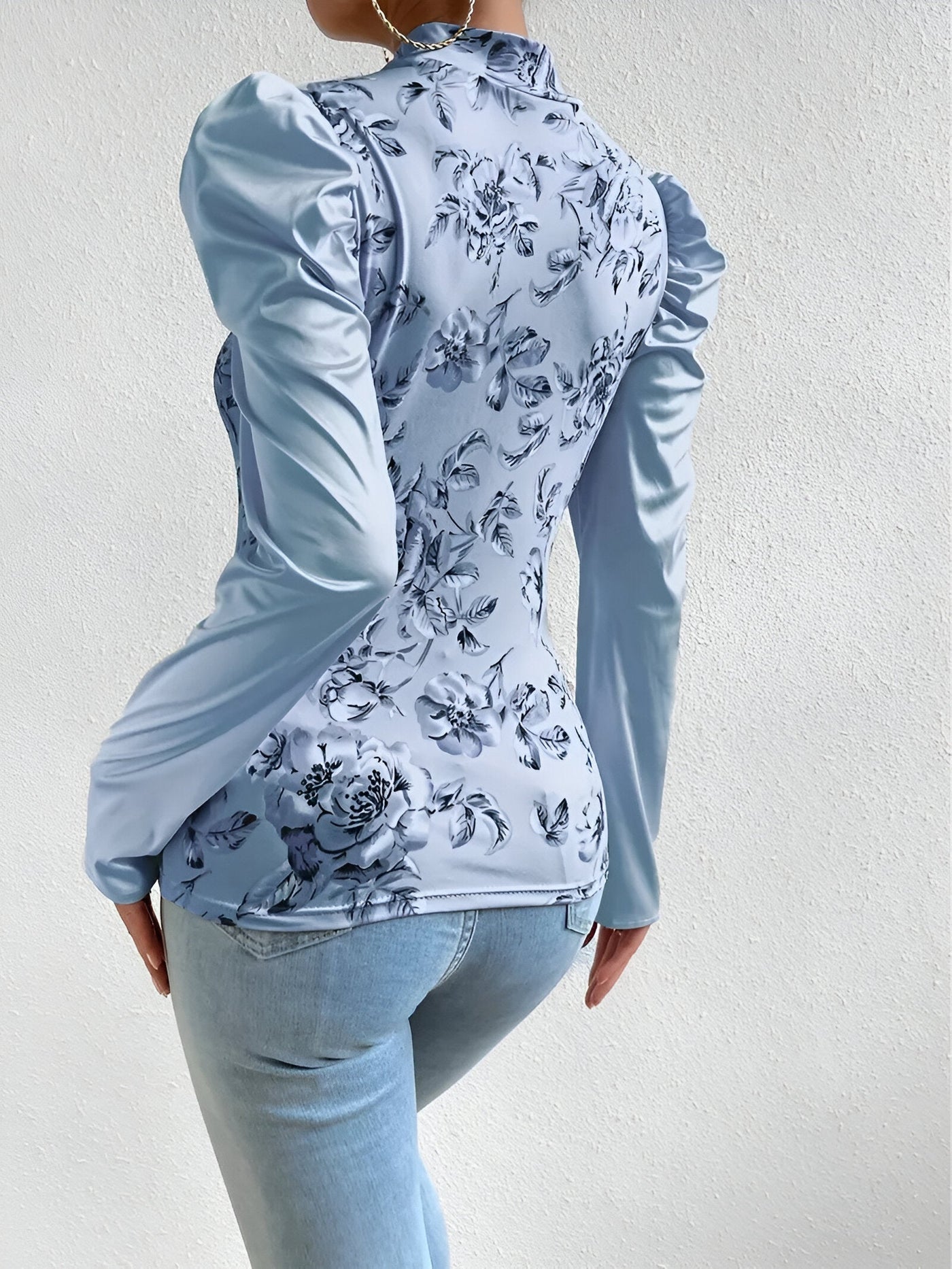 Florinda | Bluse mit Floral Print und Stehkragen