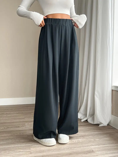 Irina | Mühelos stilvolle graue weit geschnittene Hose