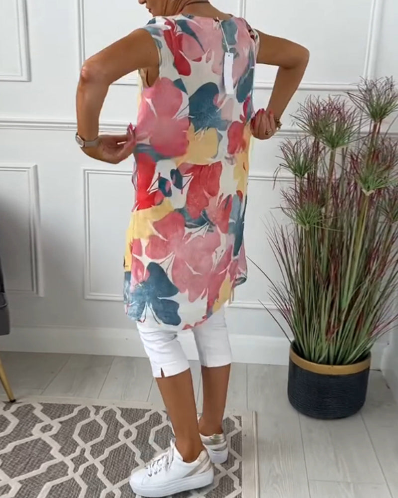 Langes buntes lässiges blumentop für frauen