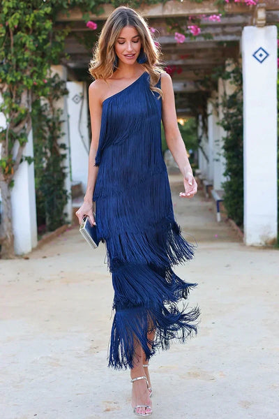 Unique one-shoulder kleid für frauen