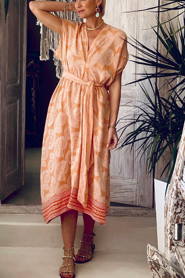 Ema® | Kleid mit Gürtel Koralle