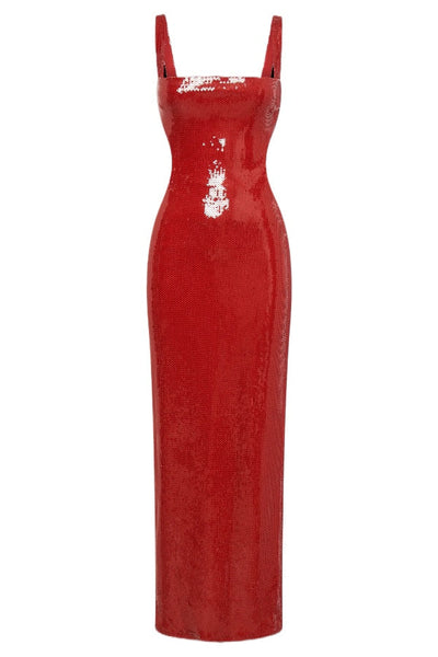 Lucia® | Schlankes, rückenfreies Maxikleid mit quadratischem Ausschnitt und Neckholder