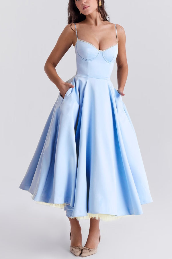 Lorraine® | Trägerloses, ärmelloses Tutu-Maxikleid mit V-Ausschnitt