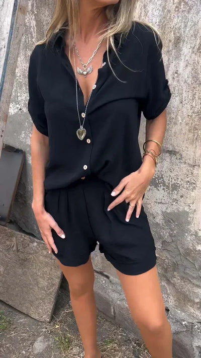 Elegantes damen-top und shorts-set