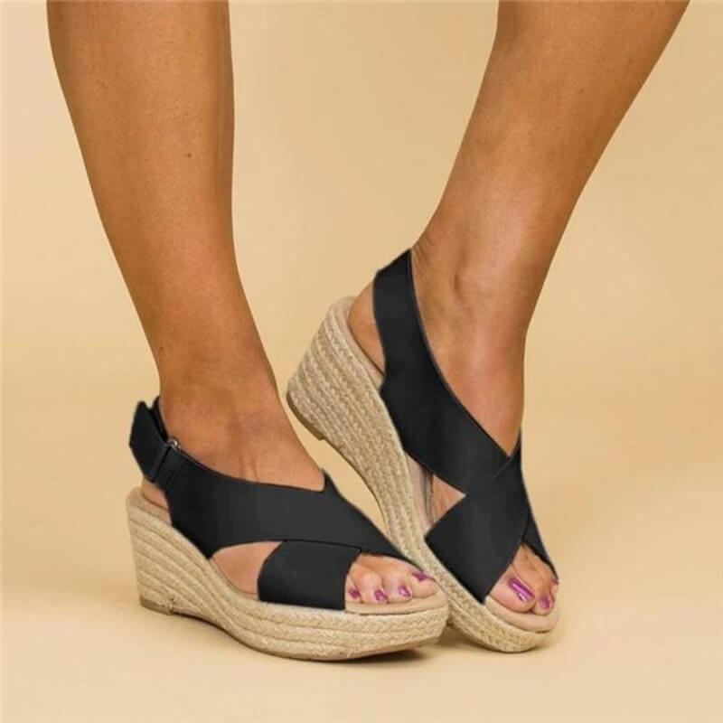 Vegan‑Leder Espadrille Sandalen mit Unterstützend Komfort