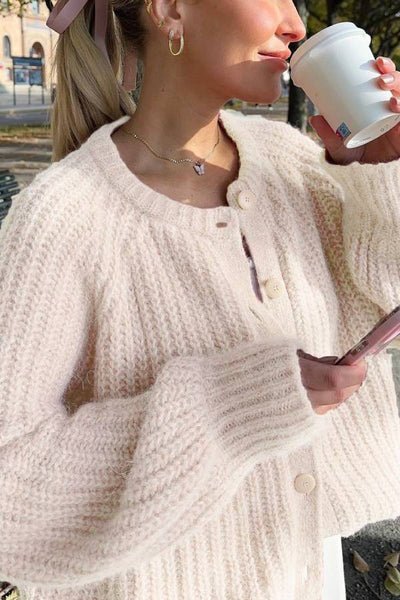 Susanna® | Lockerer, einfarbiger Strickjacke mit langen Ärmeln