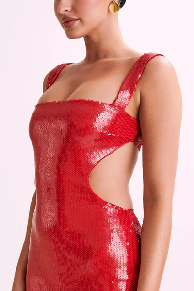 Lucia® | Schlankes, rückenfreies Maxikleid mit quadratischem Ausschnitt und Neckholder